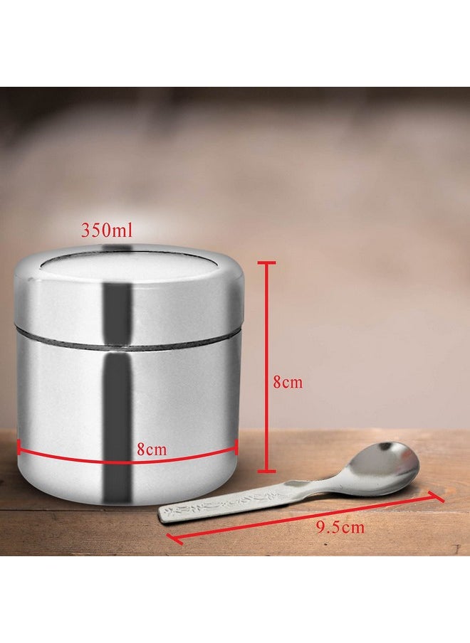Maru Stainless Steel 7-in-1 Kitchen Storage Container Set with Round Wire Stand-350ml Multipurpose Containers with Durable See-Through Threaded Lids, Ideal for Organizing Spices, Herbs, and Dry Fruits