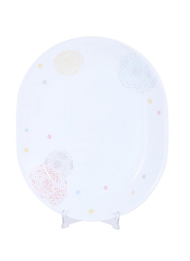 Corelle Pom Pom Glass Oval Serving Platter Pack of 2, 31CM, Multicolor