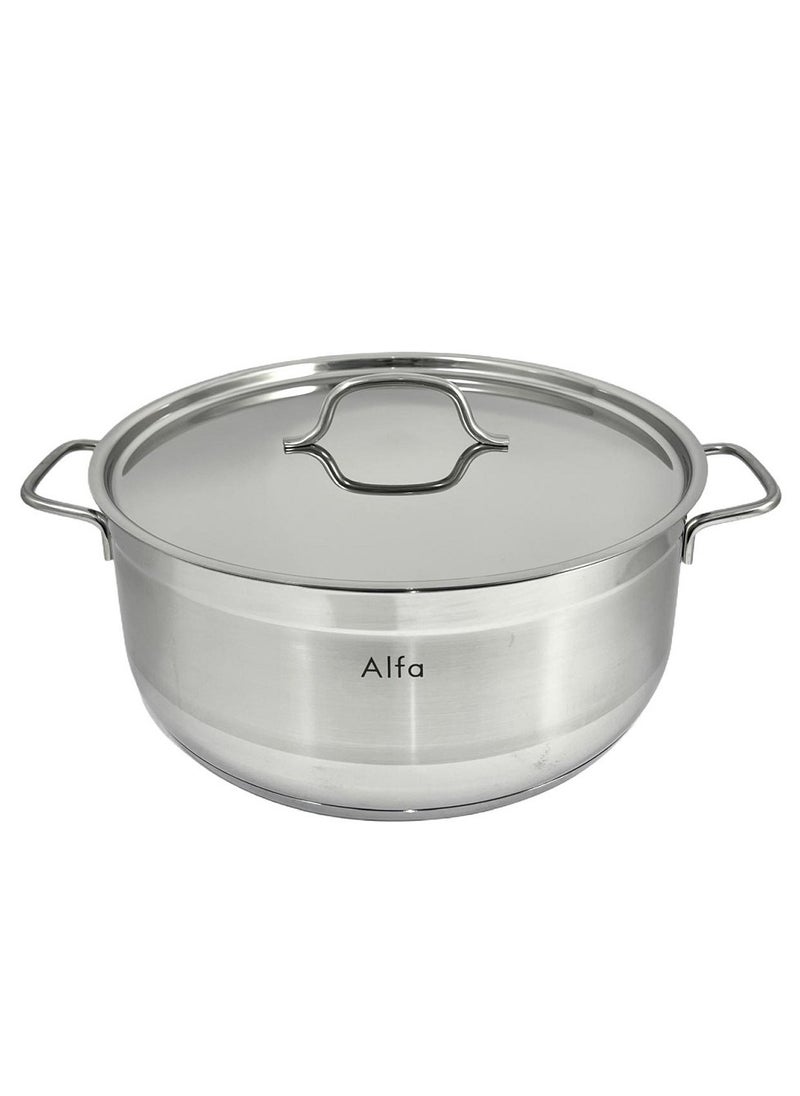 ALFA 32x13 cm 10L Low Casserole Pan - Premium Stainless Steel Oven Safe Cookware for Roasts, Stews & Casseroles