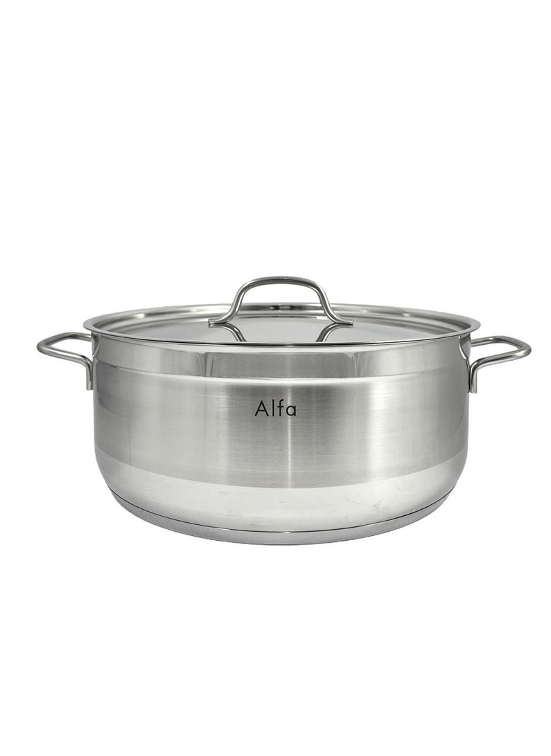 ALFA 32x13 cm 10L Low Casserole Pan - Premium Stainless Steel Oven Safe Cookware for Roasts, Stews & Casseroles