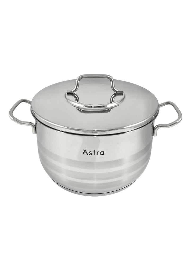 ASTRA Premium Stainless Steel Casserole 26x16 cm 8.4L – Large Capacity for Family Meals, Roasts, Casseroles & More