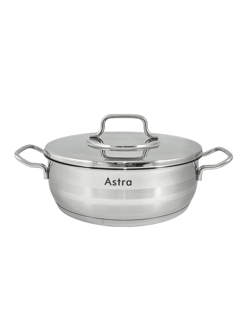 ASTRA Premium Low Casserole 28x11 cm 6.8L – Perfect for Roasting, Braising, and Even Cooking