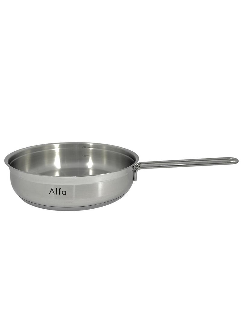 ALFA 24x6 cm 2.5L Frypan - Premium Stainless Steel Non-Stick Pan for Cooking, Frying, and Searing