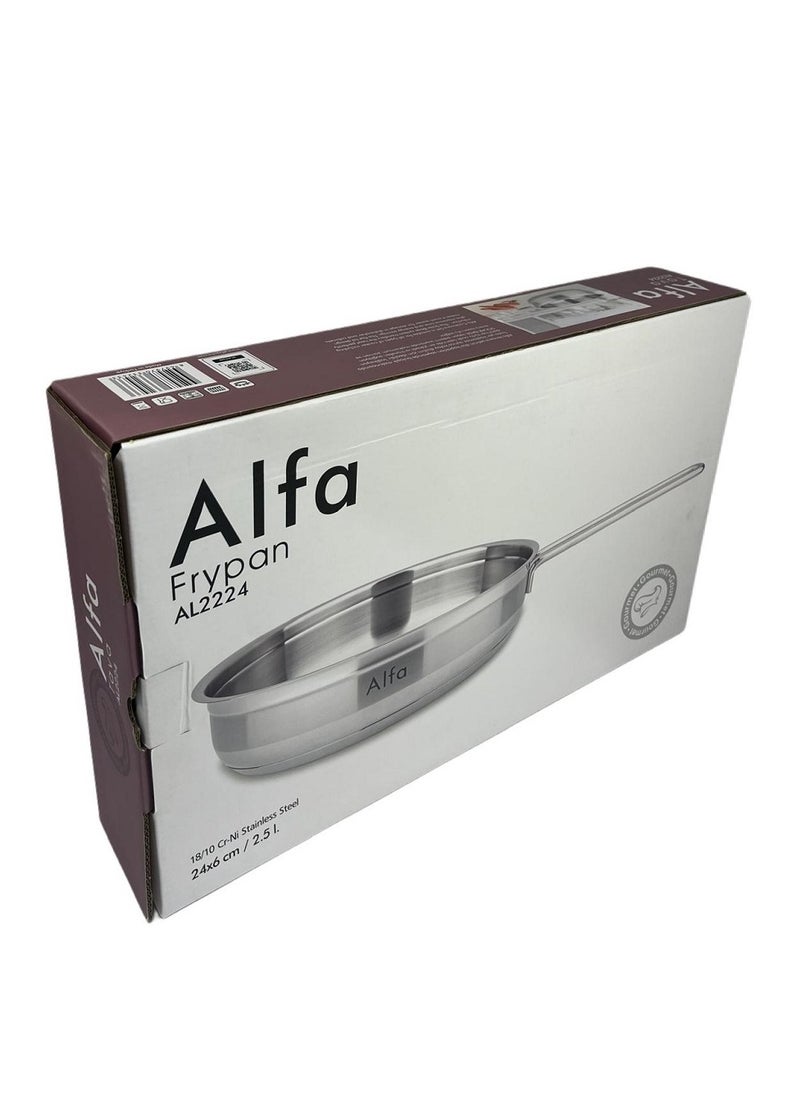 ALFA 24x6 cm 2.5L Frypan - Premium Stainless Steel Non-Stick Pan for Cooking, Frying, and Searing