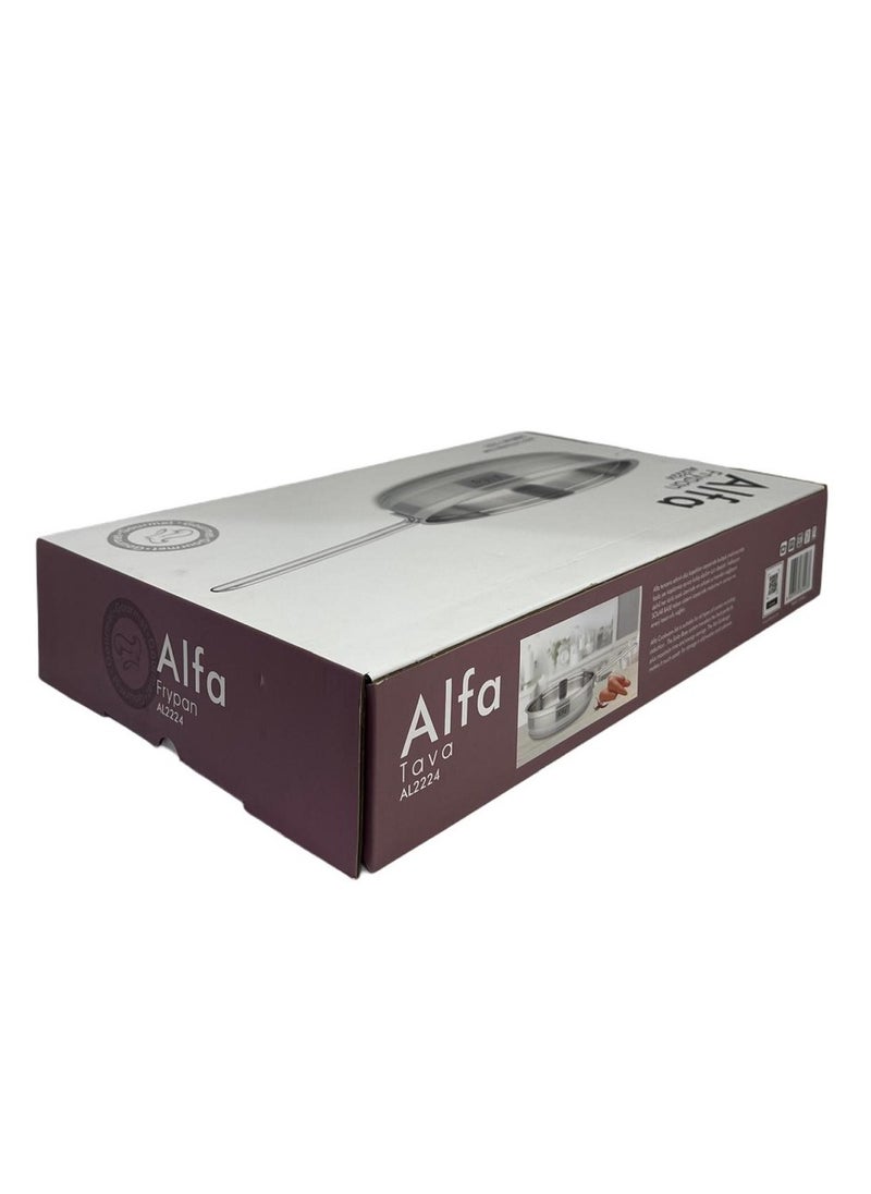 ALFA 24x6 cm 2.5L Frypan - Premium Stainless Steel Non-Stick Pan for Cooking, Frying, and Searing