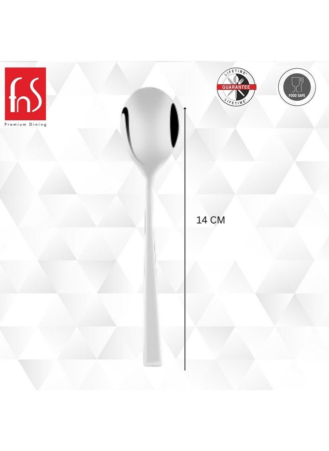 FnS Slim Line Stainless Steel Mirror Finish Tea Spoon (Set of 6) for Tea, Coffee and Spices
