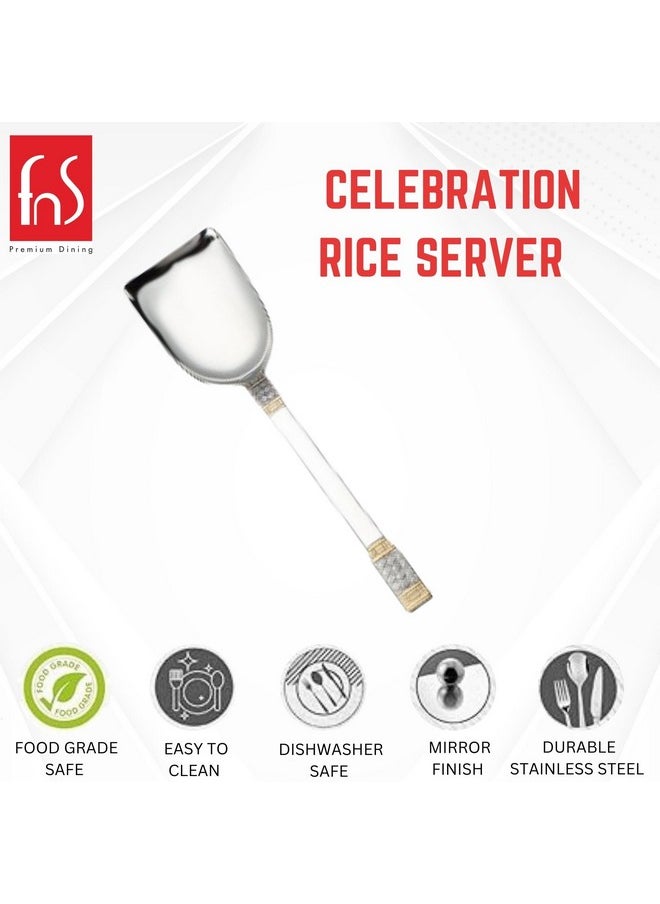 FnS Celebration Rice Server 24 Karat Gold Plated Serving Spoon (1 Rice Server, Stainless Steel)