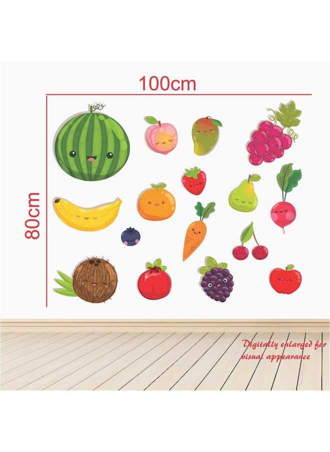 StickMe 'Colourful Fruits -Baby - Kids - Learning Education Nursery Pre School Kinder Garden Wall Sticker' -SM627 (Multi Colour, Vinyl - 125cm X 100 cm)