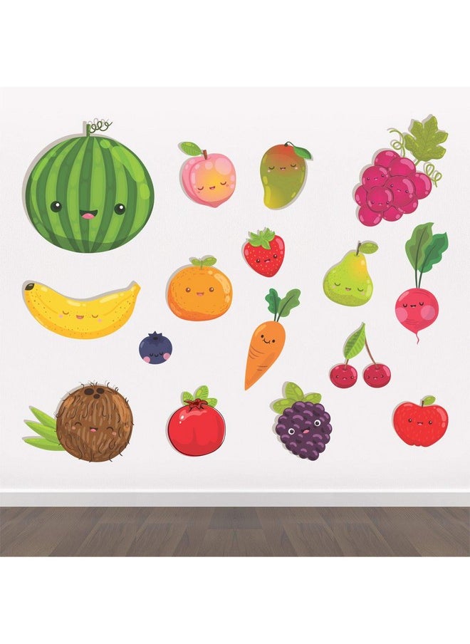 StickMe 'Colourful Fruits -Baby - Kids - Learning Education Nursery Pre School Kinder Garden Wall Sticker' -SM627 (Multi Colour, Vinyl - 125cm X 100 cm)