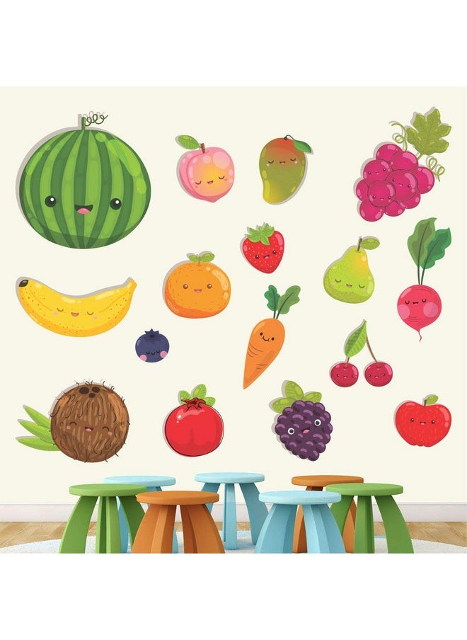 StickMe 'Colourful Fruits -Baby - Kids - Learning Education Nursery Pre School Kinder Garden Wall Sticker' -SM627 (Multi Colour, Vinyl - 125cm X 100 cm)