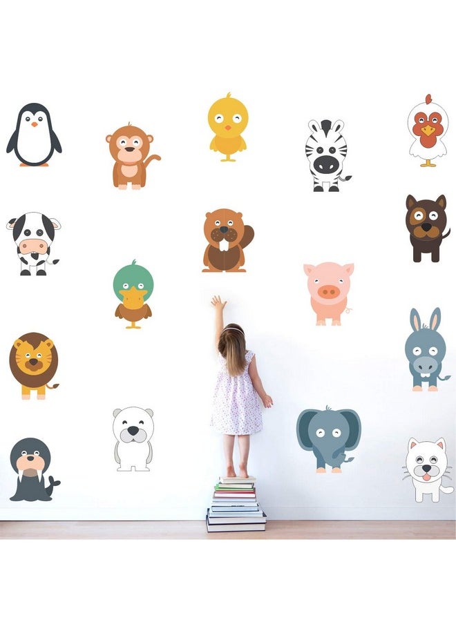 StickMe 'Wild Animals Birds Set of 16 Baby - Kids - Learning Education Nursery Pre School Kinder Garden Wall Sticker ' -SM321 (Multi Colour, Vinyl - 100cm X 70 cm)