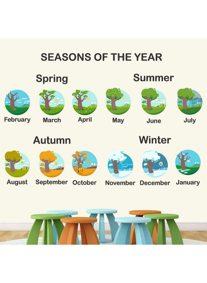 StickMe '4 Seasons in A Year - Kids - Learning - Education - Nursery School - Kinder Garden - Baby Wall Sticker' -SM650 (Multi Colour, Vinyl - 120cm X 60 cm)