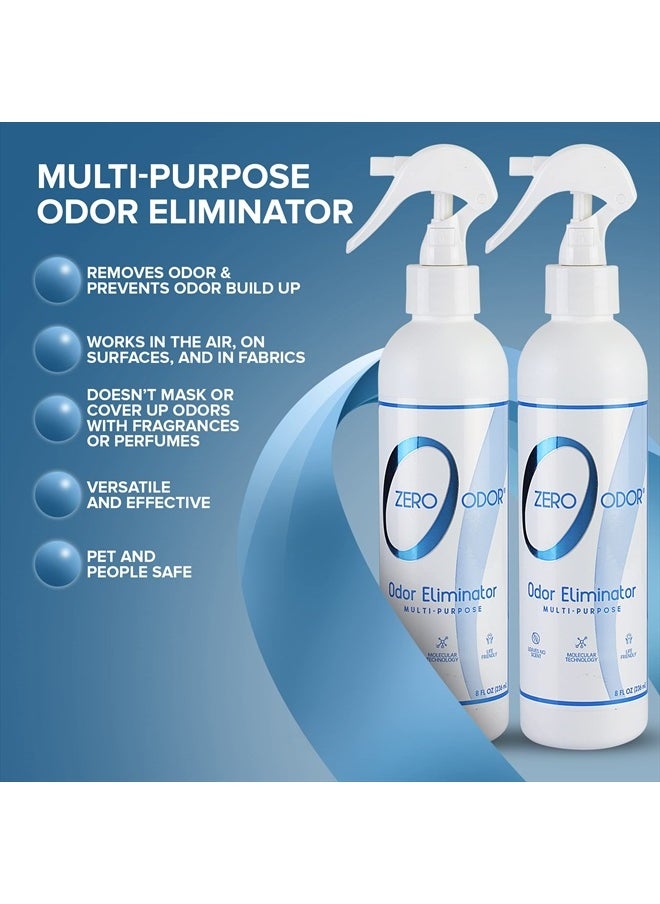 Multi-Purpose Strong Odor Eliminator for Home, Office, Car, Bathroom, Hotel, Room Deodorizer, and Odor Neutralizer, 8oz Two Pack