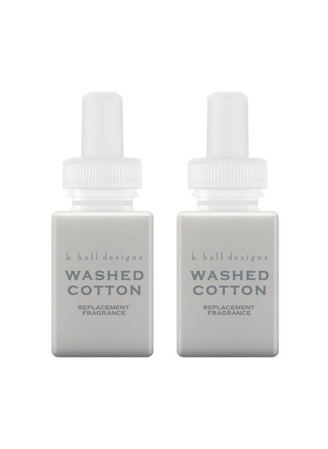 Pura & K. Hall Designs Home Scent Refill - Smart Home Air Diffuser Fragrance - Up to 120-Hours of Premium Fragrance per Refill - Household Essential - Clean Diffuser Fragrance - 2 Pack, Washed Cotton