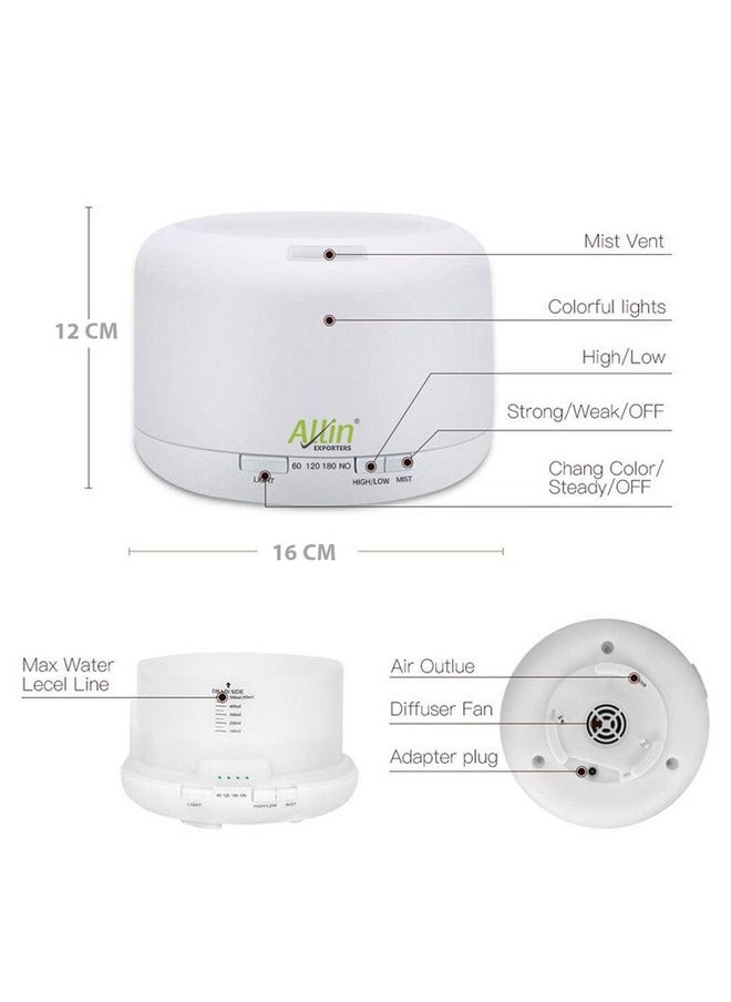Allin Exporters Aromatherapy Diffuser Essential Oil 4 in 1 to Purify, Ionize, Humidify & Spread Aroma Ultrasonic Humidifier with Timer Cool Mist with 7 Color Changing LED Lights (with Remote)