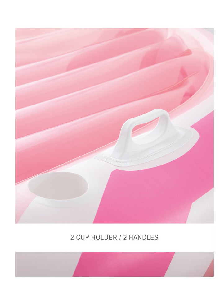 Pink Paradise Inflatable Boat Float with Bimini Top, 2 Cupholders, Grab Handles & Safety Features