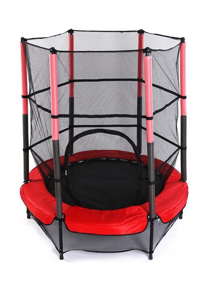 Kids Indoor & Outdoor Mini Trampoline with Safety Enclosure 1.4m Inflatable Bouncing Mat, 100 LBS Capacity, EN-71 Certified for Ages 3-6