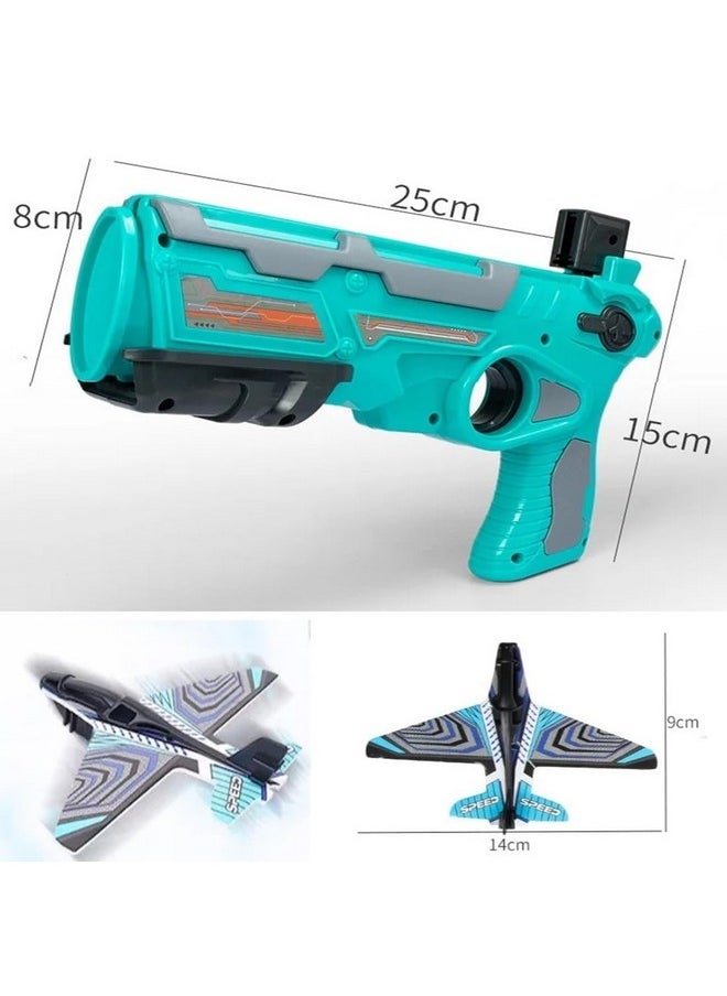 VGRASSP Air Battle Gun Toy with 4 Paper Foam Glider Planes Kids Gadget for Fun Outdoor Sports Activity Catapult Pistol with Continuous Shooting Flyers - Multicolor(Color As Per Stock)