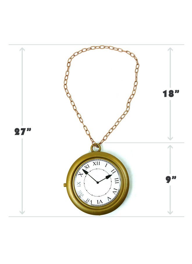 Skeleteen Jumbo Gold Clock Necklace - White Rabbit Clock, Hip Hop Rapper Clock - 1 Piece