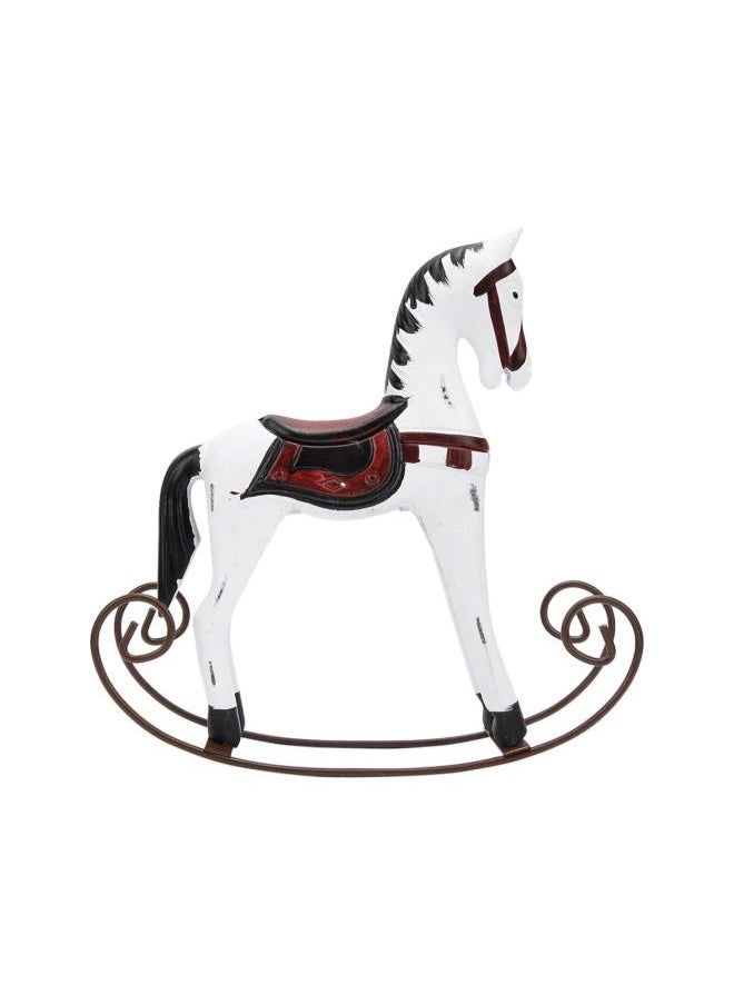 Painted Rocking Horse, Mediterranean Style Vintage Wooden Rocking Horse, Rocking Creative Beautiful for Kid, Toddler(White)