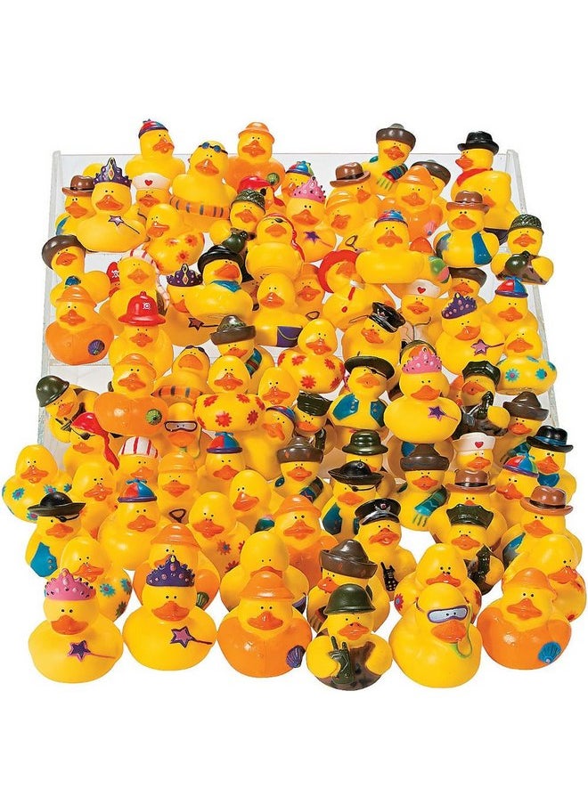 Fun Express Mega Rubber Ducky Assortment | 100 Pieces | Favors, Giveaways, Rewards, Gifts, Takeaways, Kid's Birthday, Christmas, Easter, Halloween