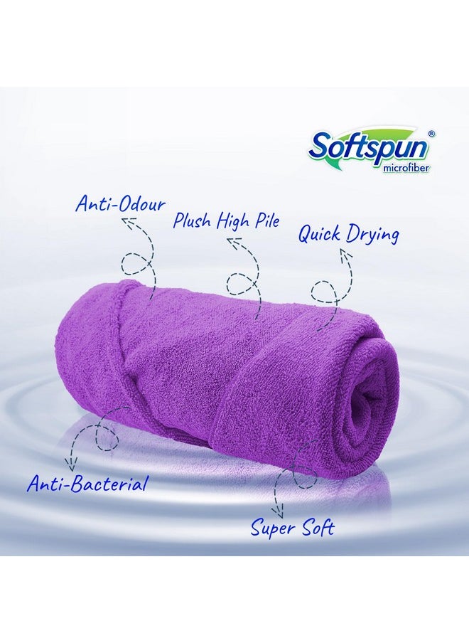 SOFTSPUN Microfiber Bath & Hair, Care Towel Set of 1 Piece, 70x140 Cms 340 GSM (Purple). Super Soft & Comfortable, Quick Drying, Ultra Absorbent in Large Size.