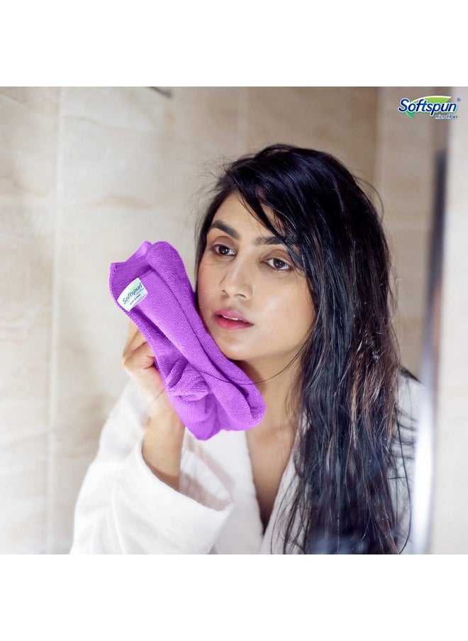 SOFTSPUN Microfiber Bath & Hair, Care Towel Set of 1 Piece, 70x140 Cms 340 GSM (Purple). Super Soft & Comfortable, Quick Drying, Ultra Absorbent in Large Size.