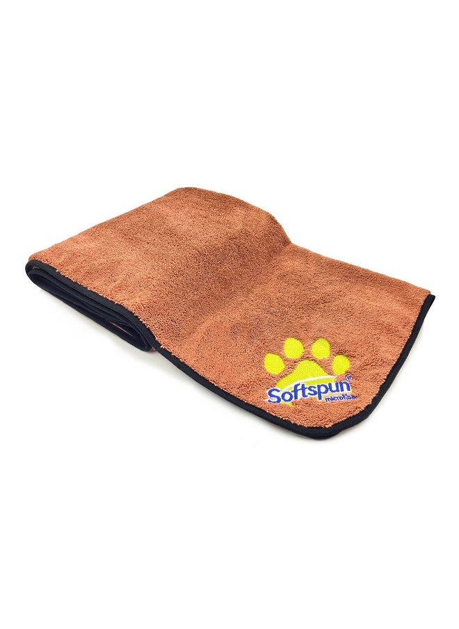 SOFTSPUN Microfiber Pet Towel 70x140 cms 1pcs 380gsm Brown! Ultra-Soft, Ultra-Absorbent for Drying Medium & Large Dogs & Cats of All Breeds Quickly.