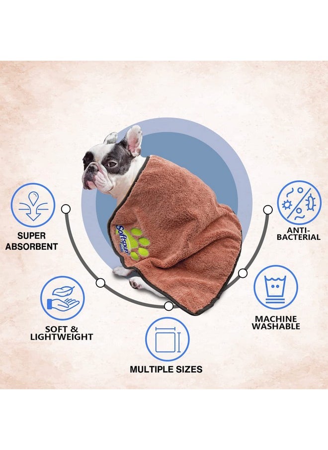 SOFTSPUN Microfiber Pet Towel 70x140 cms 1pcs 380gsm Brown! Ultra-Soft, Ultra-Absorbent for Drying Medium & Large Dogs & Cats of All Breeds Quickly.