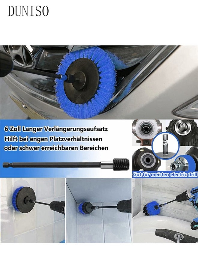 24 piece set of drilling brush accessories car cleaning kit, automatic detail brush set, used for cleaning wheels, dashboard, interior, exterior, leather, ventilation openings, logos (blue)