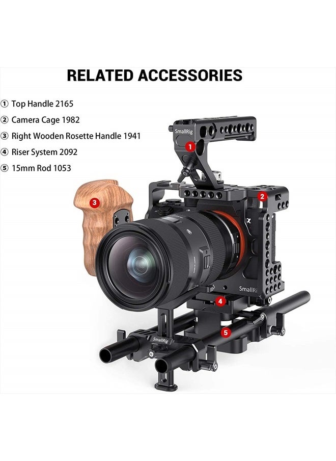 SmallRig 15mm Long Lens Support, 53.5mm Height Adjustable Lens Bracket for DSLR Camera Shoulder Rig - BSL2681