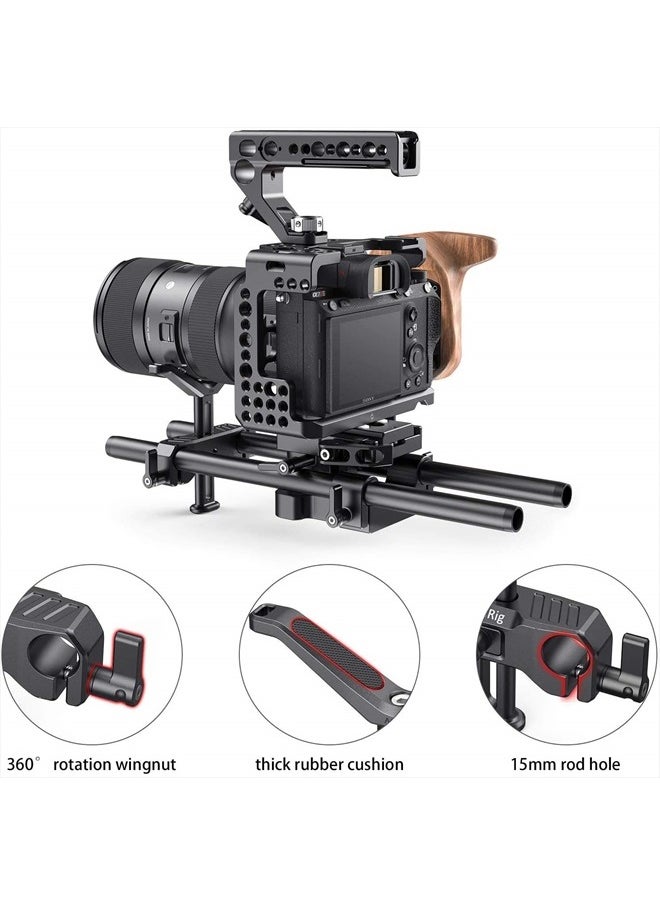 SmallRig 15mm Long Lens Support, 53.5mm Height Adjustable Lens Bracket for DSLR Camera Shoulder Rig - BSL2681