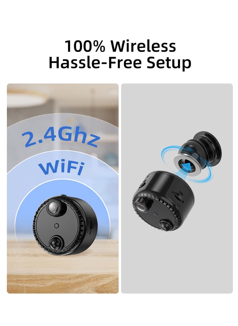 Mini Surveillance Camera, 4K Live Transmission Mobile Phone WiFi Small Wireless Video Surveillance, Easy Install with Magnetic Base, with Recording App Control & Night Vision