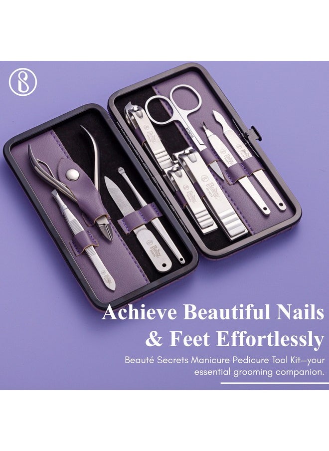 Beauté Secrets 10-Piece Nail Cutter Set - Premium Manicure Pedicure Kit for Women & Men with Nail Clippers, Nail Filer, and Grooming Tools | Ideal Gift Item for Men &Women