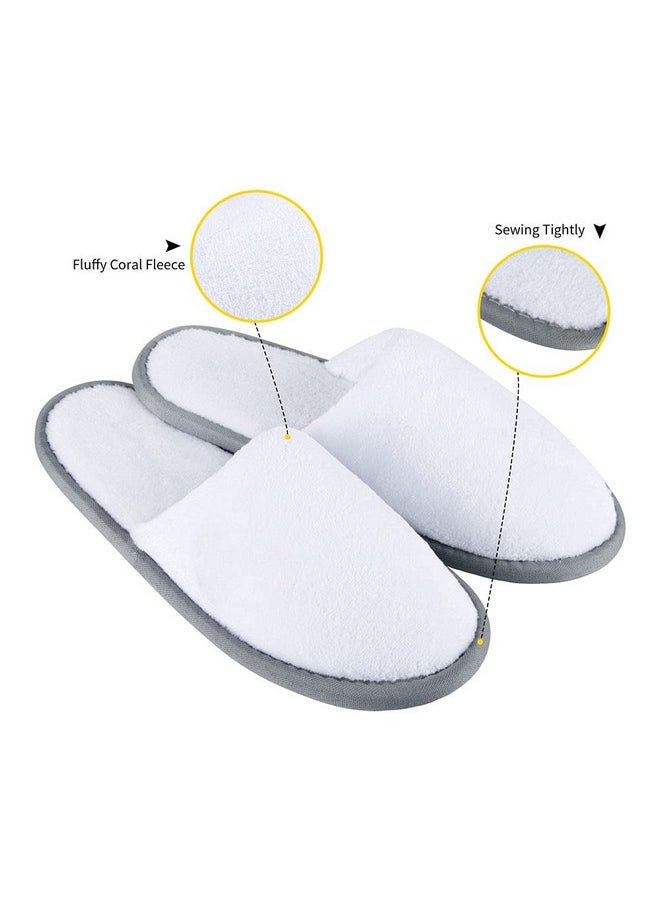 Foorame Large Size, 6 Pack Spa Slippers, Indoor Hotel Slippers Closed Toe, Disposable for Men and Women, Fluffy Coral Fleece, Deluxe Padded Sole for Extra Comfort (Large Size, 6 Pairs)