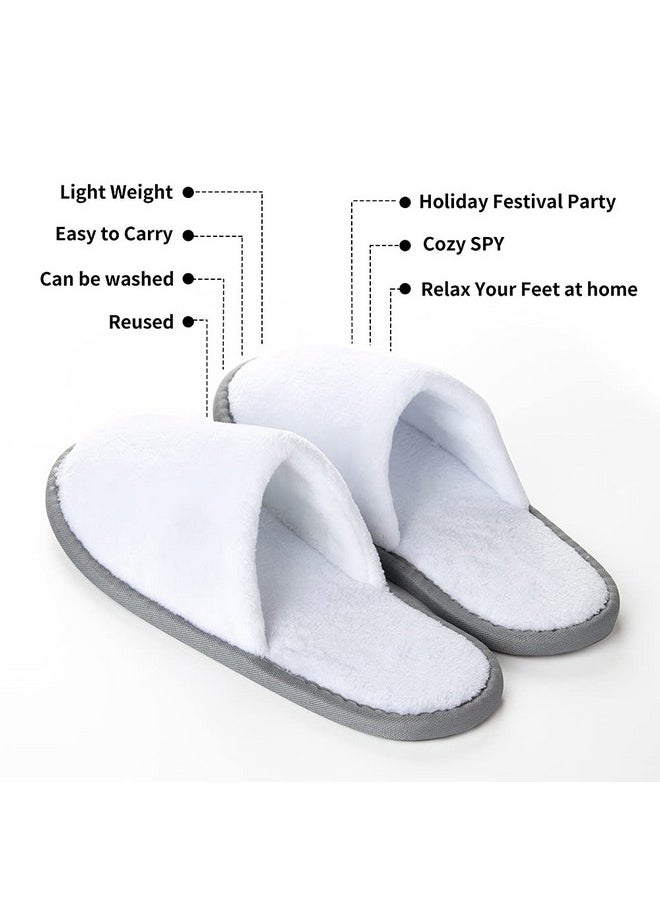 Foorame Large Size, 6 Pack Spa Slippers, Indoor Hotel Slippers Closed Toe, Disposable for Men and Women, Fluffy Coral Fleece, Deluxe Padded Sole for Extra Comfort (Large Size, 6 Pairs)