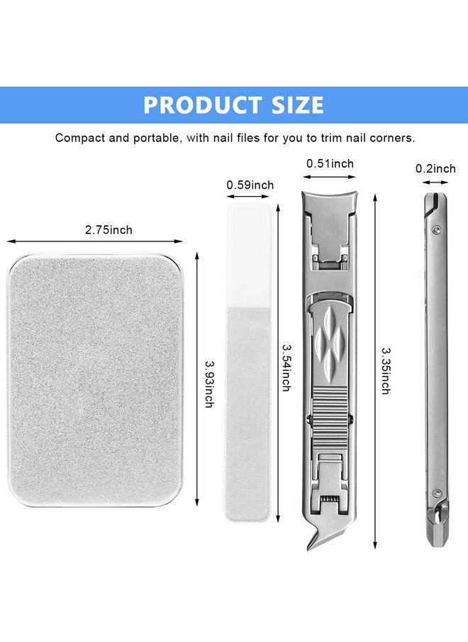 MAYCREATE® Dual Head Nail Cutter For Men Stainless Steel Nail Clipper for Thick Nail Toenail Wide Open with Safety Lock Travel Nail Clipper File Set with Storage Case