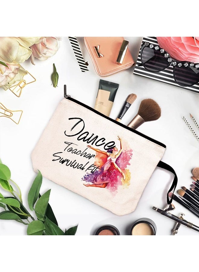 Dance Teacher Survival Kit Funny Cosmetic Bag, for Travel Toiletry Zipper Storage Pouch Makeup Bag, Appreciation Gifts for Dance Teacher Dance Instructors, Retirement Graduation Appreciation Gifts