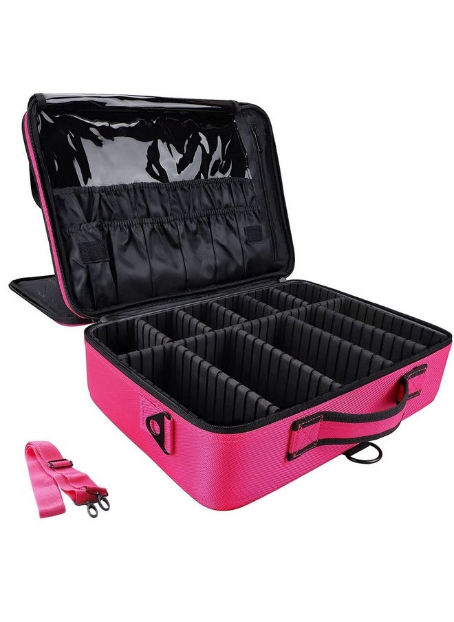 LACOPINE Solid 28 Cms Cosmetic Pouch (18 INCH (2 LAYER)_Travel Makeup Bag_PINK)