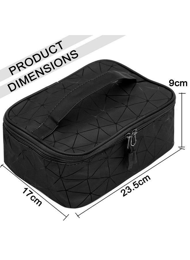 TULMAN Multipurpose Fashion Cosmetic Bag,Makeup Organizer Bag for Home & Travel,Vanity Bag for Brushes,Toiletries, Cosmetics - (23.5 x 17 x 9 cm) (Black)