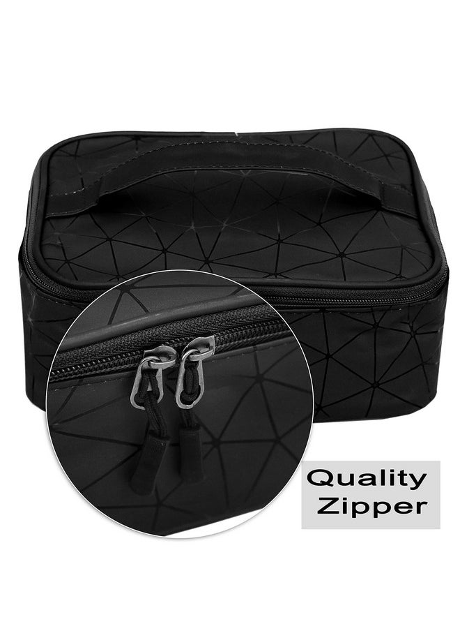 TULMAN Multipurpose Fashion Cosmetic Bag,Makeup Organizer Bag for Home & Travel,Vanity Bag for Brushes,Toiletries, Cosmetics - (23.5 x 17 x 9 cm) (Black)