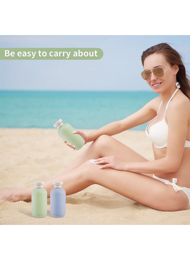 WLLHYF Squeeze Bottles 2 Pack Refillable Plastic Travel Containers Empty Bottles With Disc Top Flip Cap Travel Accessories for Shampoo Creams Lotion Conditioner (Green Blue, 200ML)