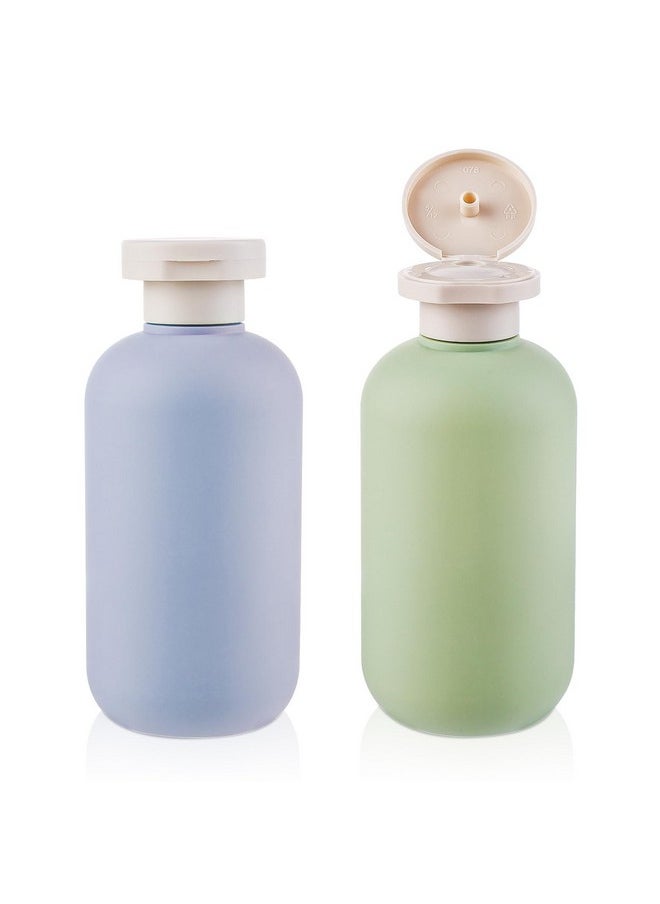 WLLHYF Squeeze Bottles 2 Pack Refillable Plastic Travel Containers Empty Bottles With Disc Top Flip Cap Travel Accessories for Shampoo Creams Lotion Conditioner (Green Blue, 200ML)