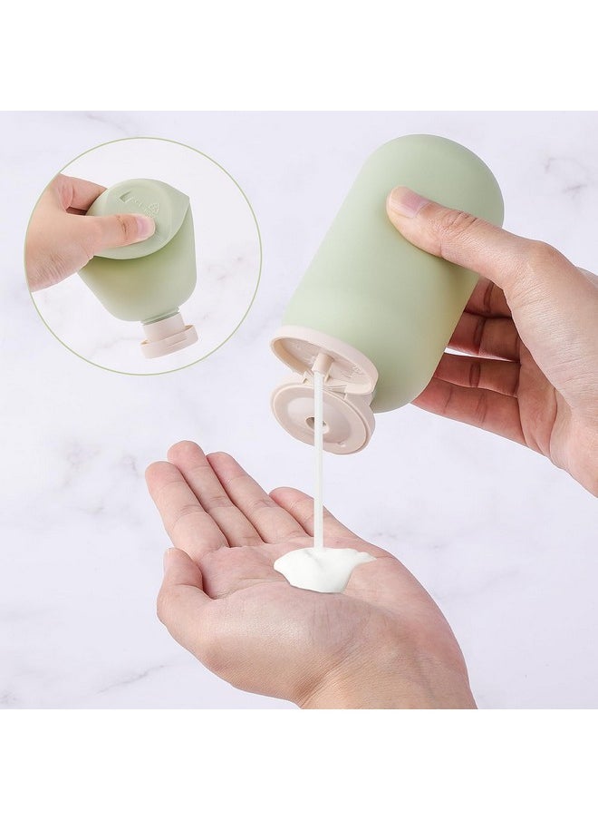 WLLHYF Squeeze Bottles 2 Pack Refillable Plastic Travel Containers Empty Bottles With Disc Top Flip Cap Travel Accessories for Shampoo Creams Lotion Conditioner (Green Blue, 200ML)