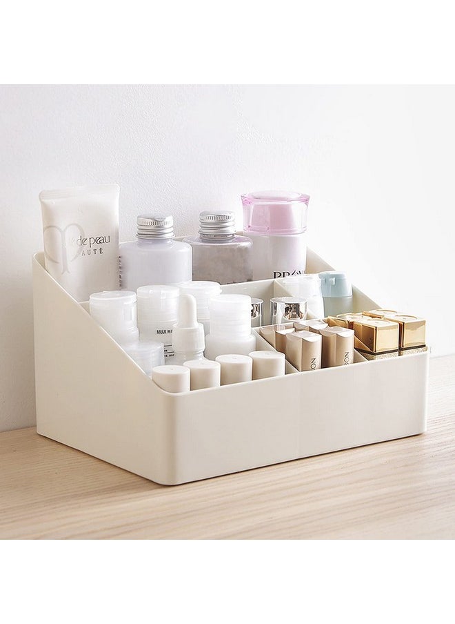 wolpin Makeup Jewelry Organiser Cosmetic Makeup Lipstick Storage Box Plastic Case Holder Skin Care Products For Dressing Table (22 X 16 X 12 Cm), White