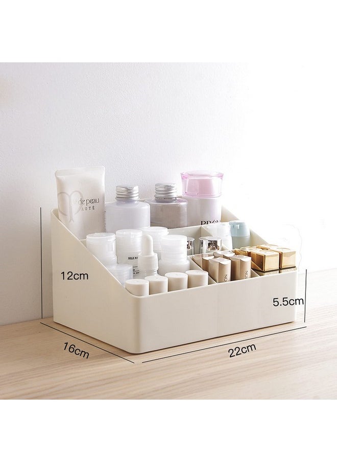 wolpin Makeup Jewelry Organiser Cosmetic Makeup Lipstick Storage Box Plastic Case Holder Skin Care Products For Dressing Table (22 X 16 X 12 Cm), White