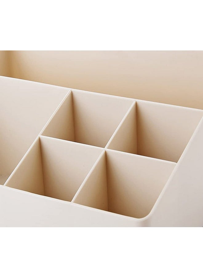 wolpin Makeup Jewelry Organiser Cosmetic Makeup Lipstick Storage Box Plastic Case Holder Skin Care Products For Dressing Table (22 X 16 X 12 Cm), White