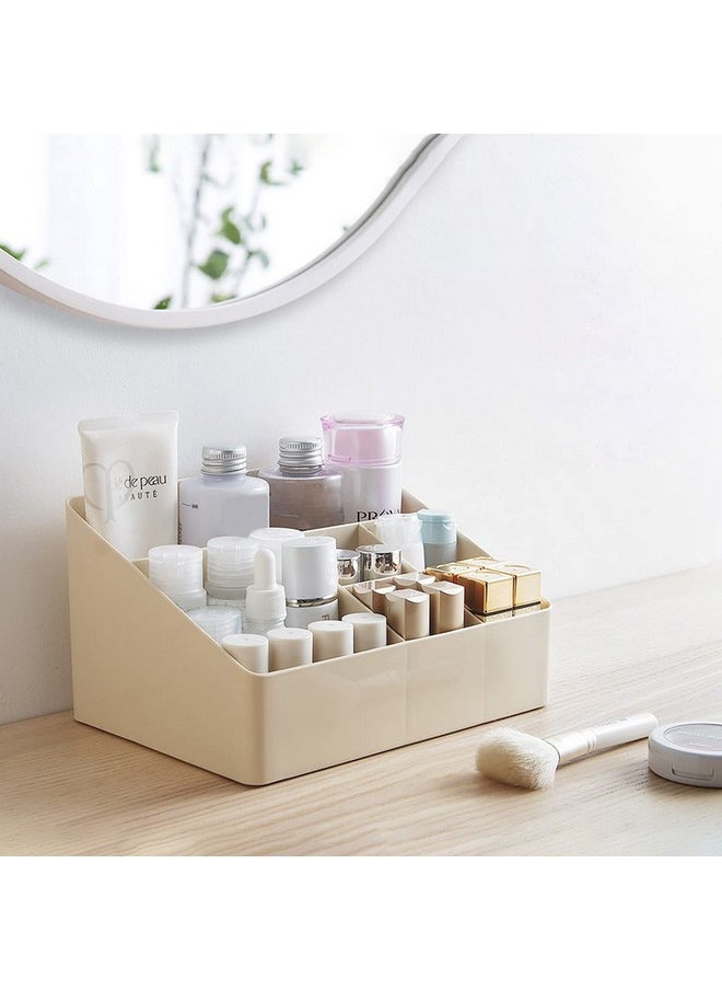 wolpin Makeup Jewelry Organiser Cosmetic Makeup Lipstick Storage Box Plastic Case Holder Skin Care Products For Dressing Table (22 X 16 X 12 Cm), White