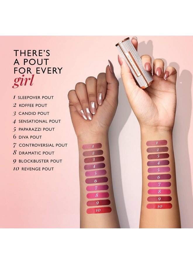 MyGlamm POUT by Karan Johar Intense Matte Plumping Lipstick - Paparazzi Pout (Mauve Pink Shade) | Highly Pigmented, Long Lasting, Lightweight, Creamy Matte Lipstick For Lip Makeup (4g)