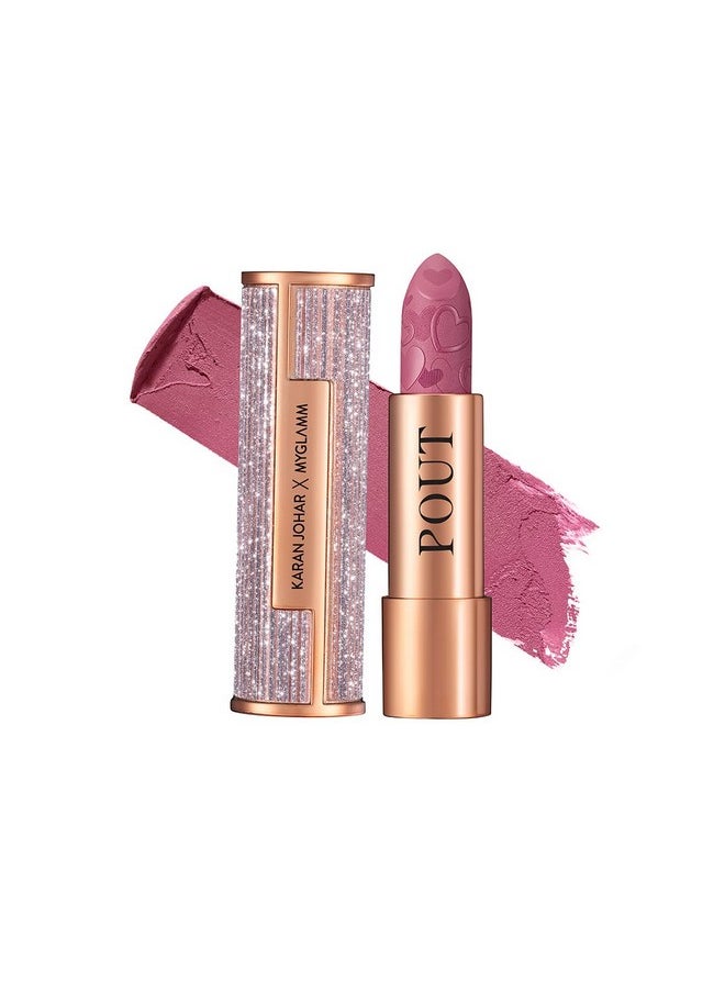 MyGlamm POUT by Karan Johar Intense Matte Plumping Lipstick - Paparazzi Pout (Mauve Pink Shade) | Highly Pigmented, Long Lasting, Lightweight, Creamy Matte Lipstick For Lip Makeup (4g)